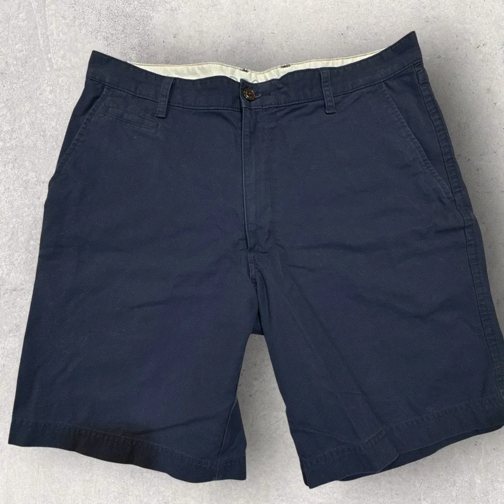Dockers Chino Shorts Mens 36 Navy Blue Flat Front Cotton Preppy Casual